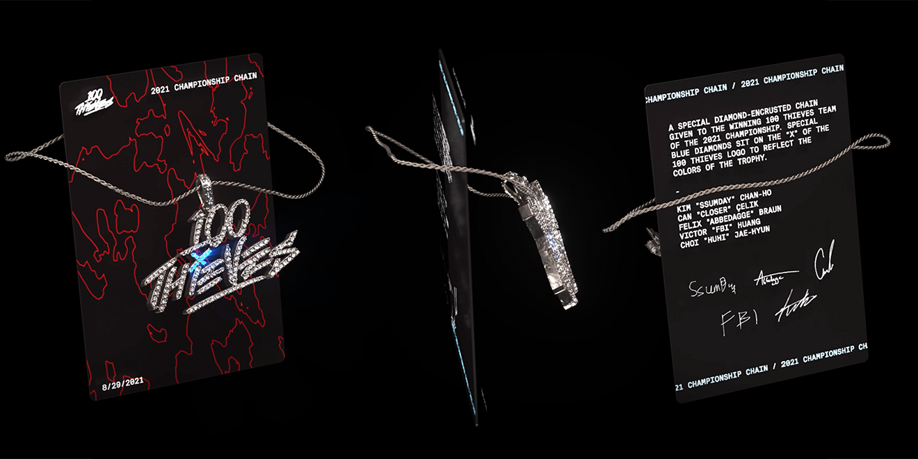 front side back of 100 Thieves Championship Chain digital collectible