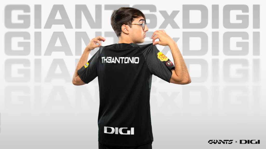 giants player wearing the jersey with digi's logo
