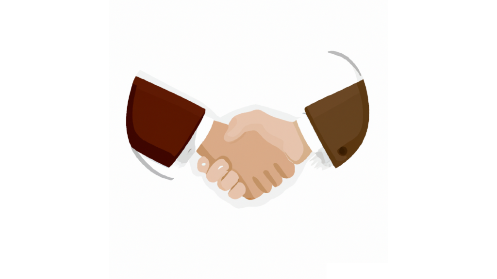 esports partner union handshake, white background