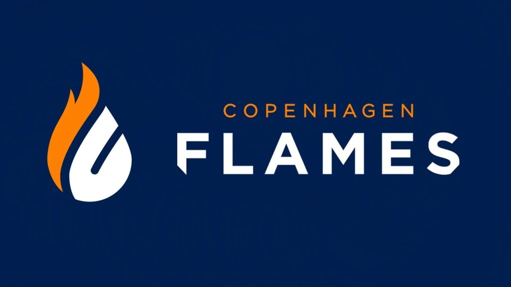 Copenhagen Flames logo on dark blue background