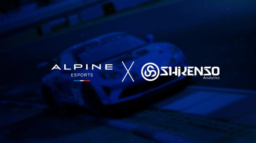 Screenshot of Alpine Esports and Shikenso Analytics logo on a blue background with Alpine racing car in the background