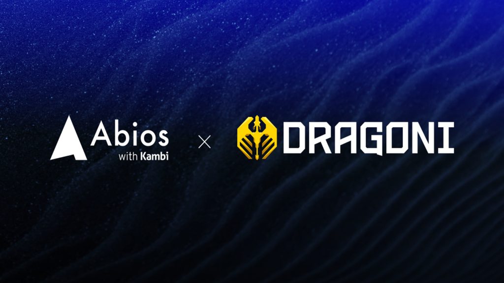 Screenshot of Abios and Dragoni logo on dark blue to black background