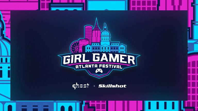 Screenshot of GIRLGAMER Esports Festival logo on dark blue background with Ghost Gaming and Skillshot Media logos underneath