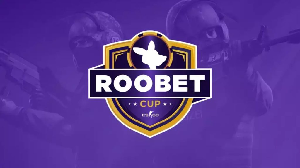 Screenshot of Relog Media and Roobet CSGO tournament logo on purple background