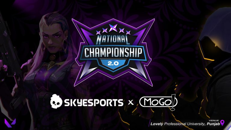Screenshot of National Championship 2.0 logo above Skyesports and MOGO logos
