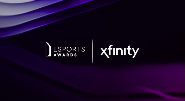 Screenshot of Esports Awards and Xfinity logos on black and purple background