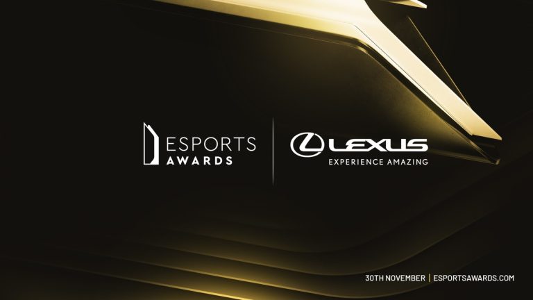 Screenshot of Esports Awards and Lexus logos on black and gold backgrounds