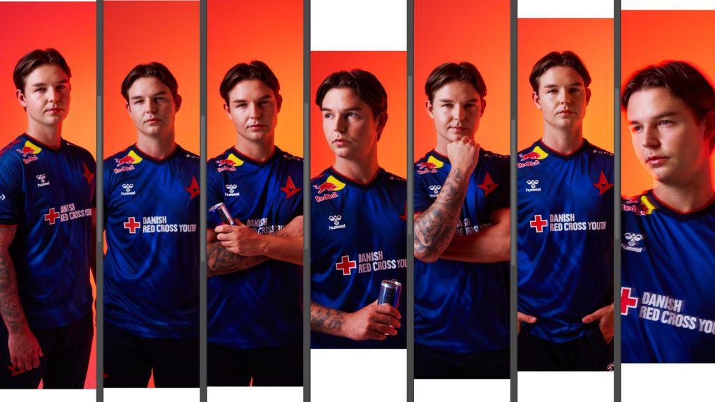 Astralis player wearing jersey featuring Red Bull logo