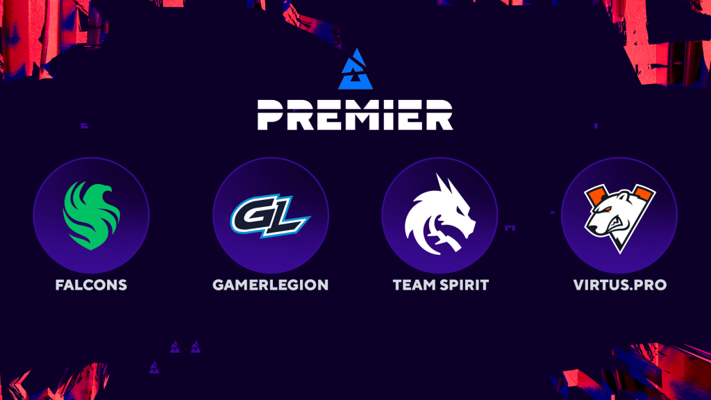Image of BLAST Premier affiliate team logos on blue background