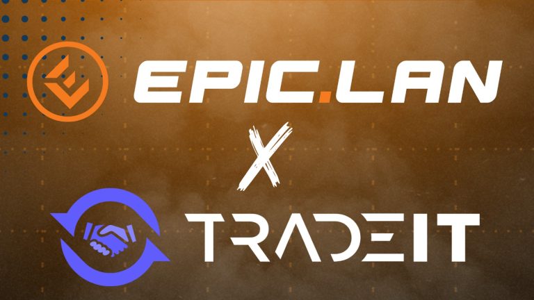 Image of EPIC.LAN and Tradeit.gg logos on gold background