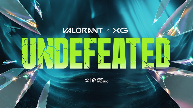 Image of VALORANT and XG Undefeated logo on pale blue background