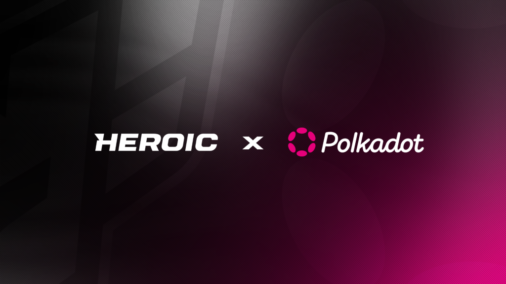 Image of Heroic and Polkadot logos on pale purple and nlack background