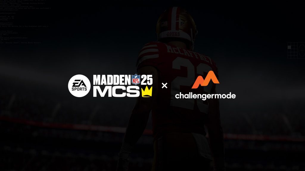 Imagen de los logotipos de Challengermode y Madden 25 Championship Series sobre fondo negro