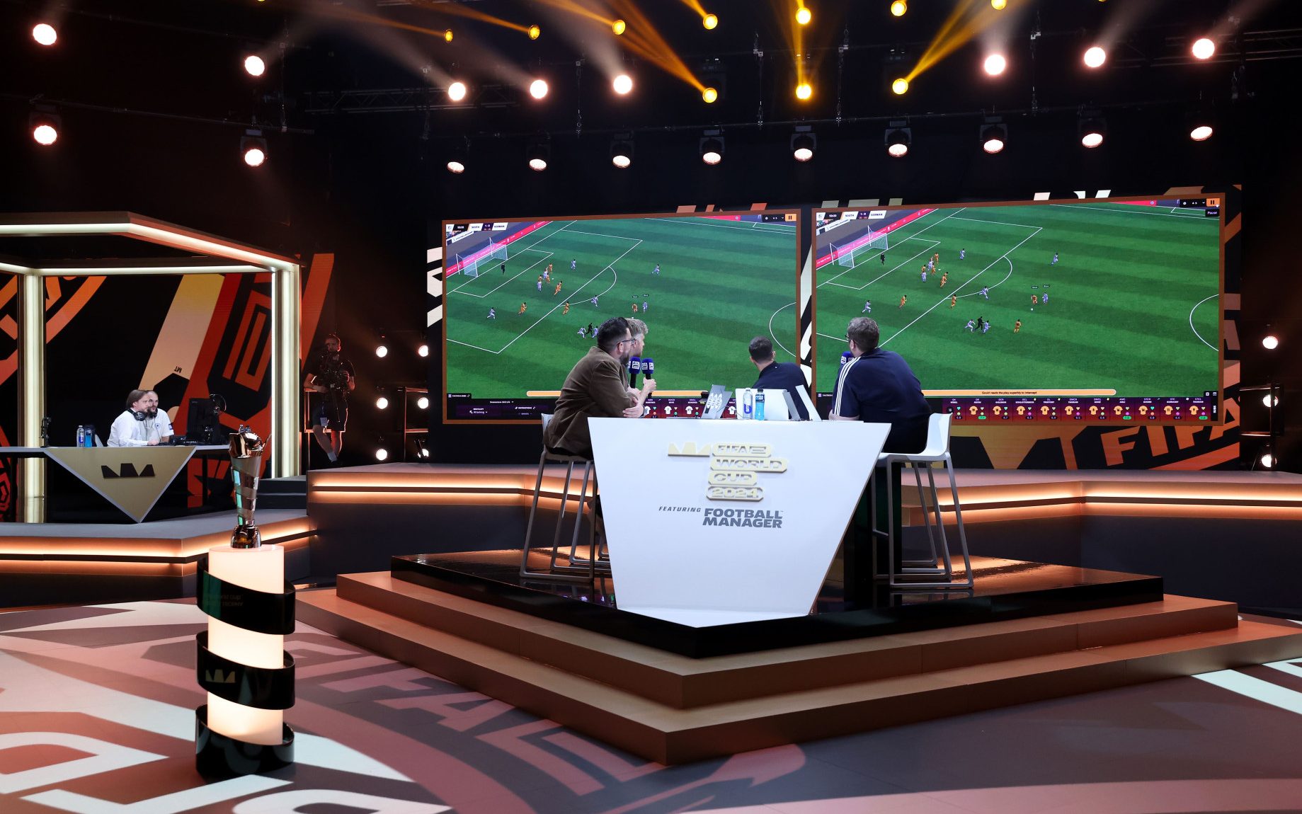 The FIFAe World Cup featuring Football Manager finals studio.