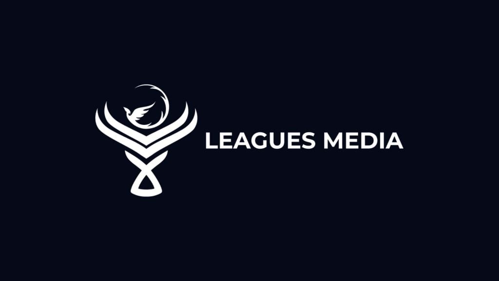 Image of Leagues Media logo on a dark blue background